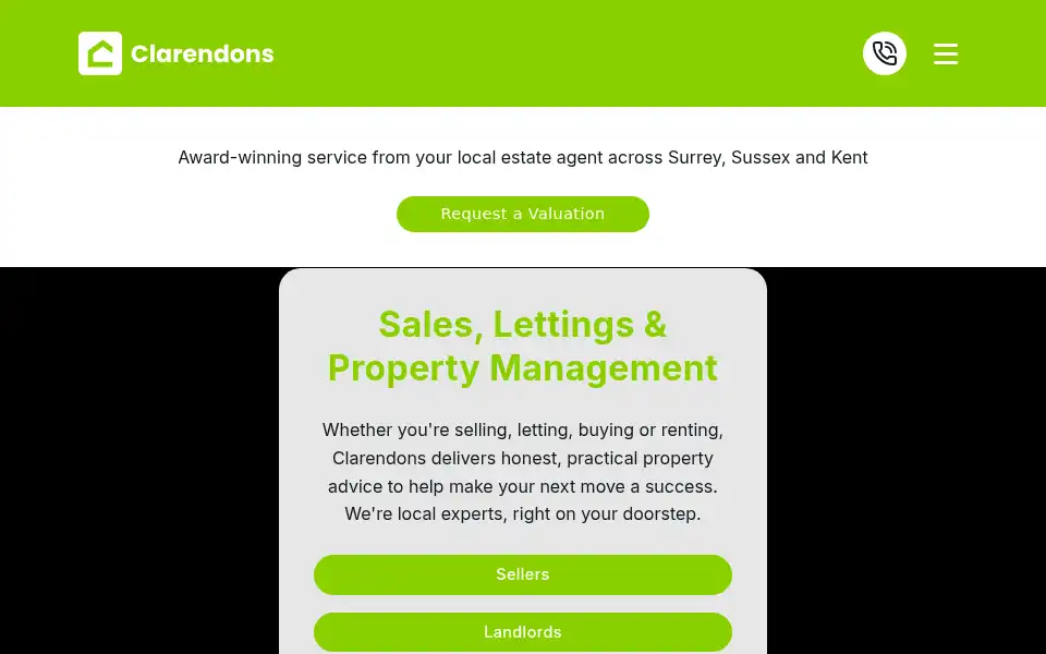 Screenshot of clarendonsproperty.co.uk