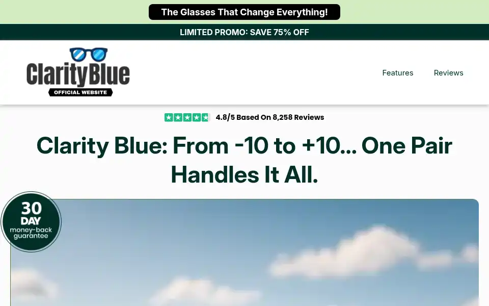 Screenshot of clarityblueglassesshop.com