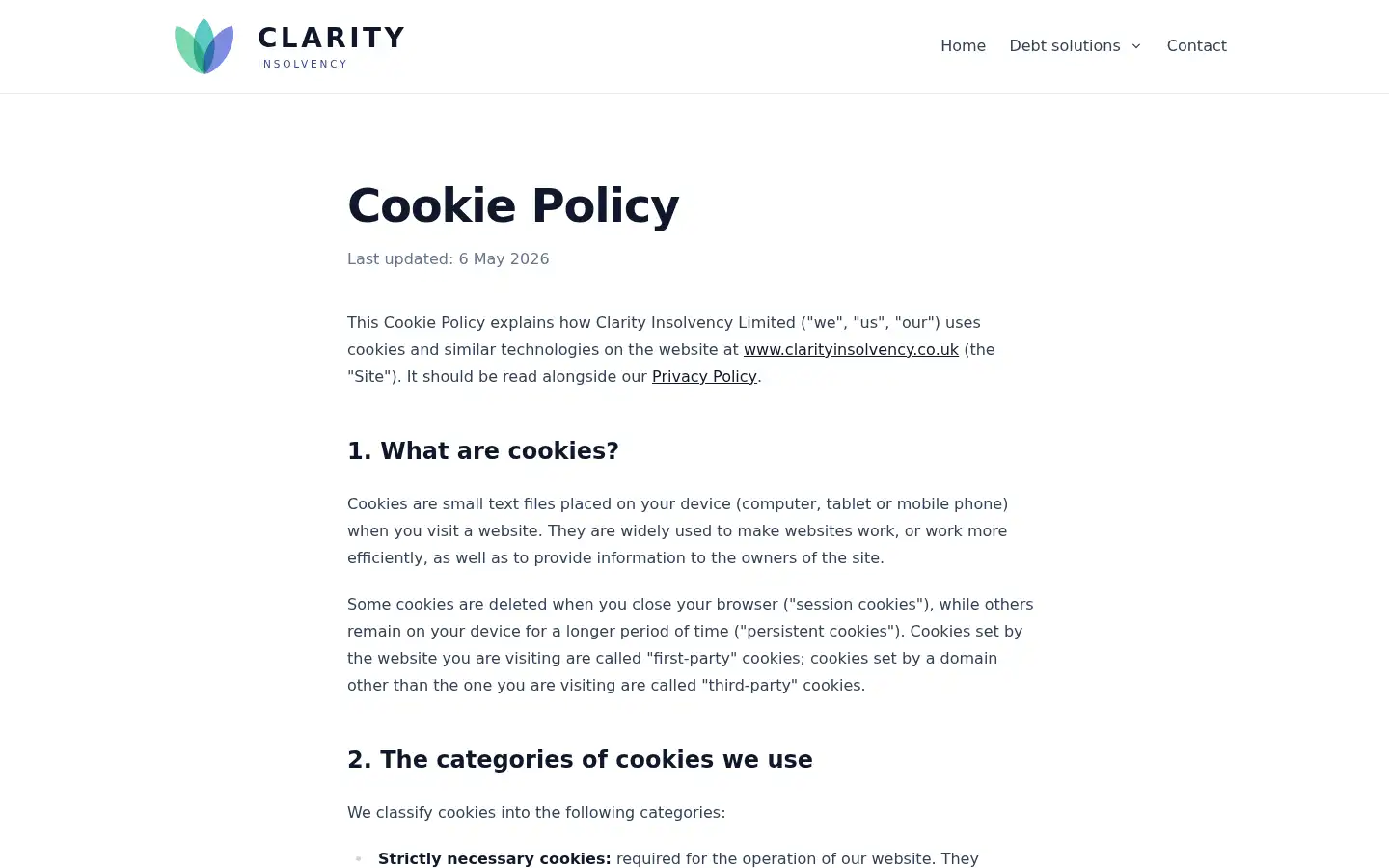 Screenshot of clarityinsolvency.co.uk