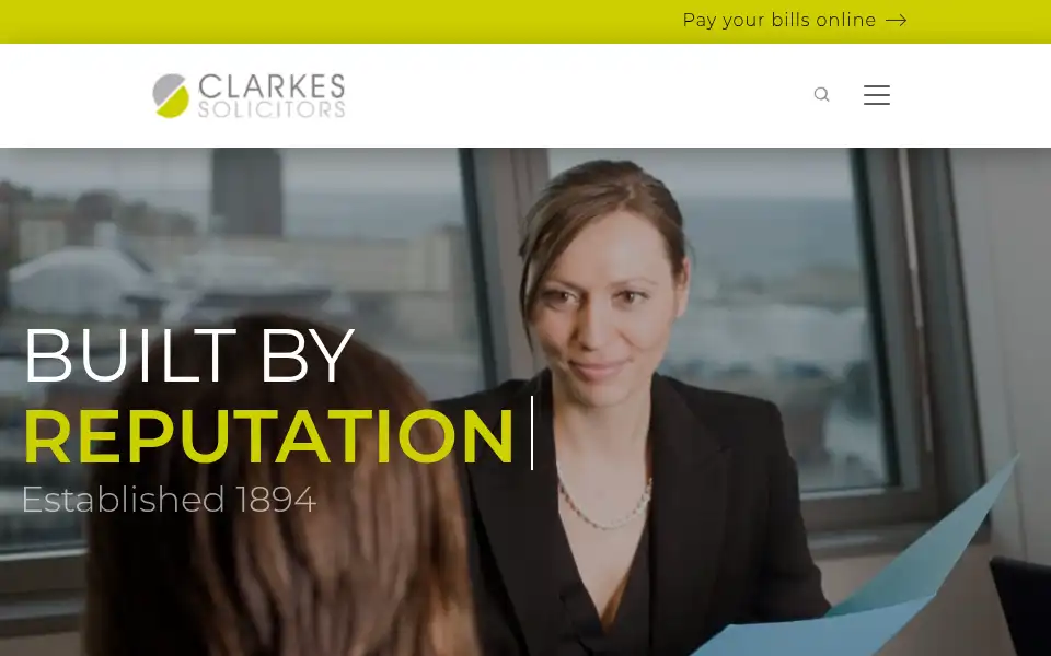 Screenshot of clarkeslaw.co.uk