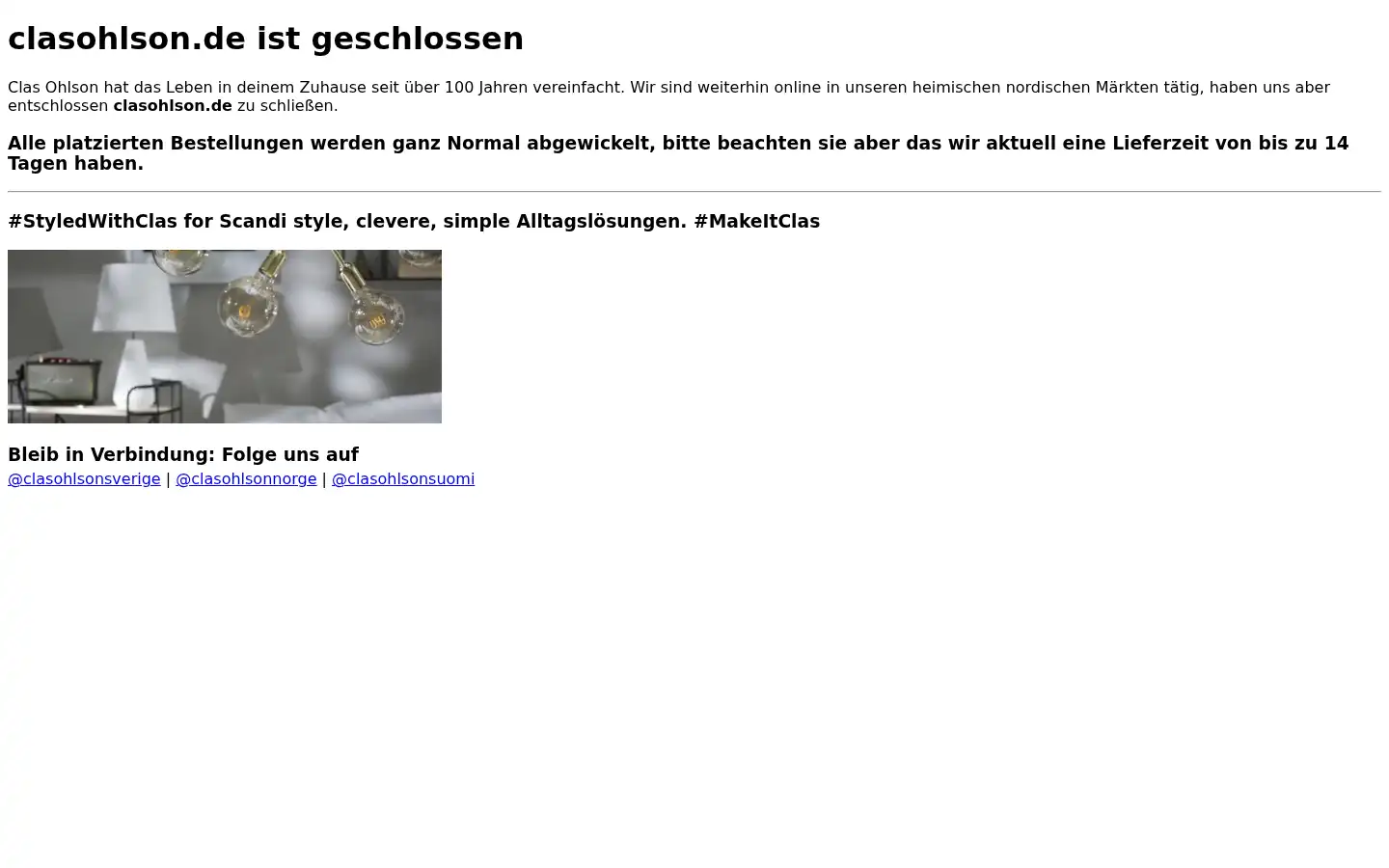 Screenshot of clasohlson.de