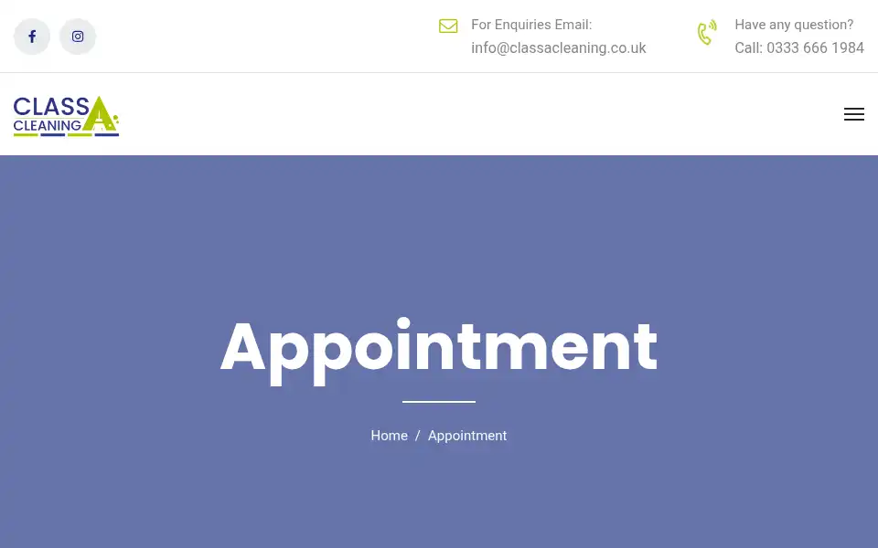 Screenshot of classacleaning.co.uk