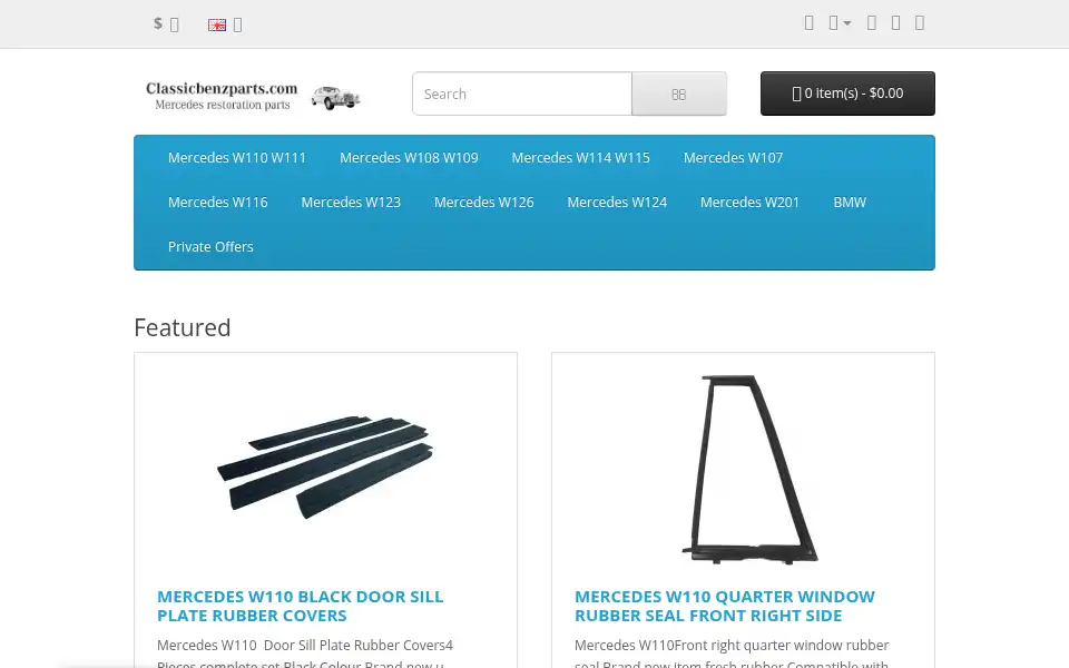 Screenshot of classicbenzparts.com