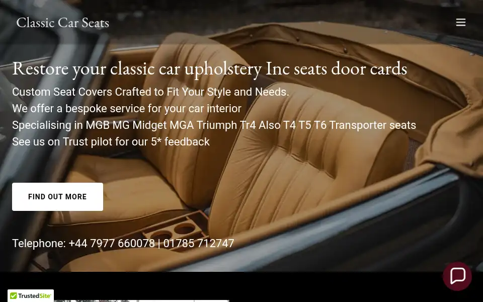 Screenshot of classiccarseats.co.uk
