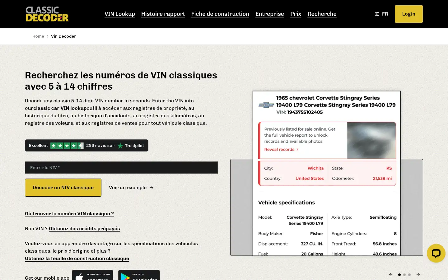Screenshot of classicdecoder.com