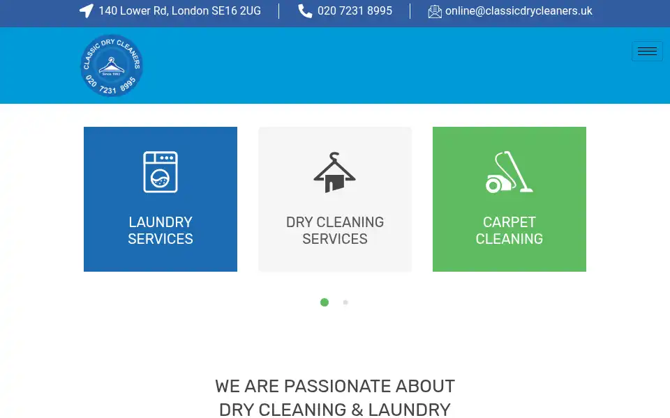 Screenshot of classicdrycleaners.co.uk