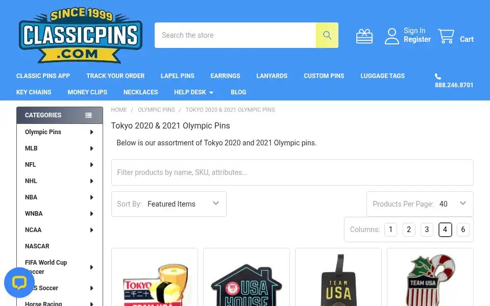 Screenshot of classicpins.com