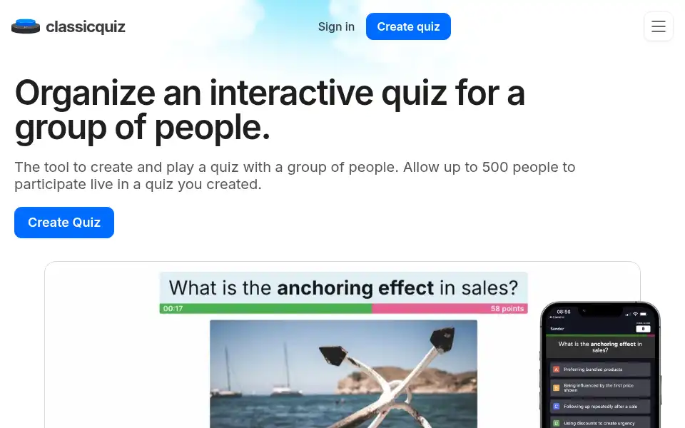 Screenshot of classicquiz.com