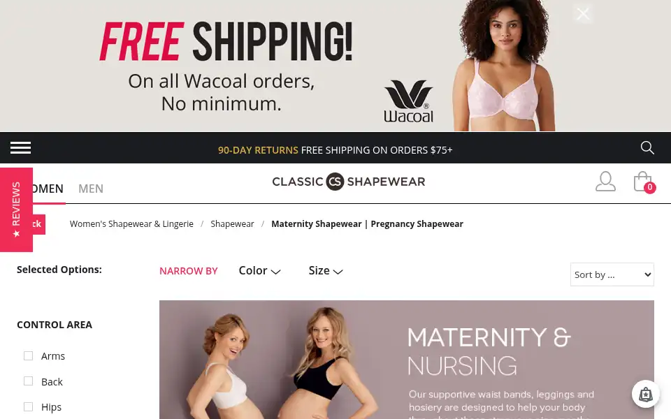 Screenshot of classicshapewear.com
