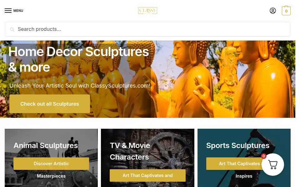 Screenshot of classysculptures.com