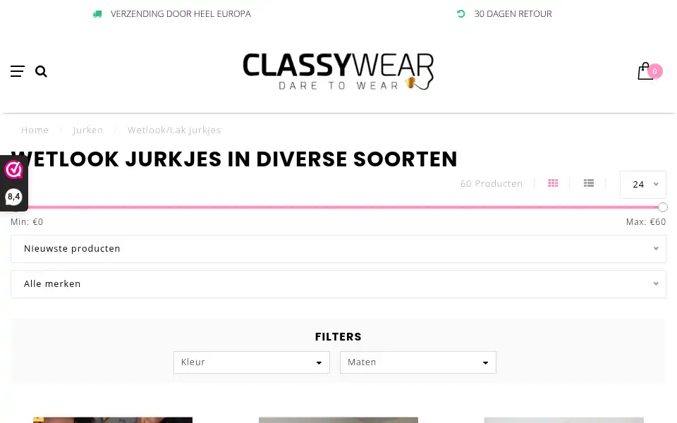 Screenshot of classywear.nl