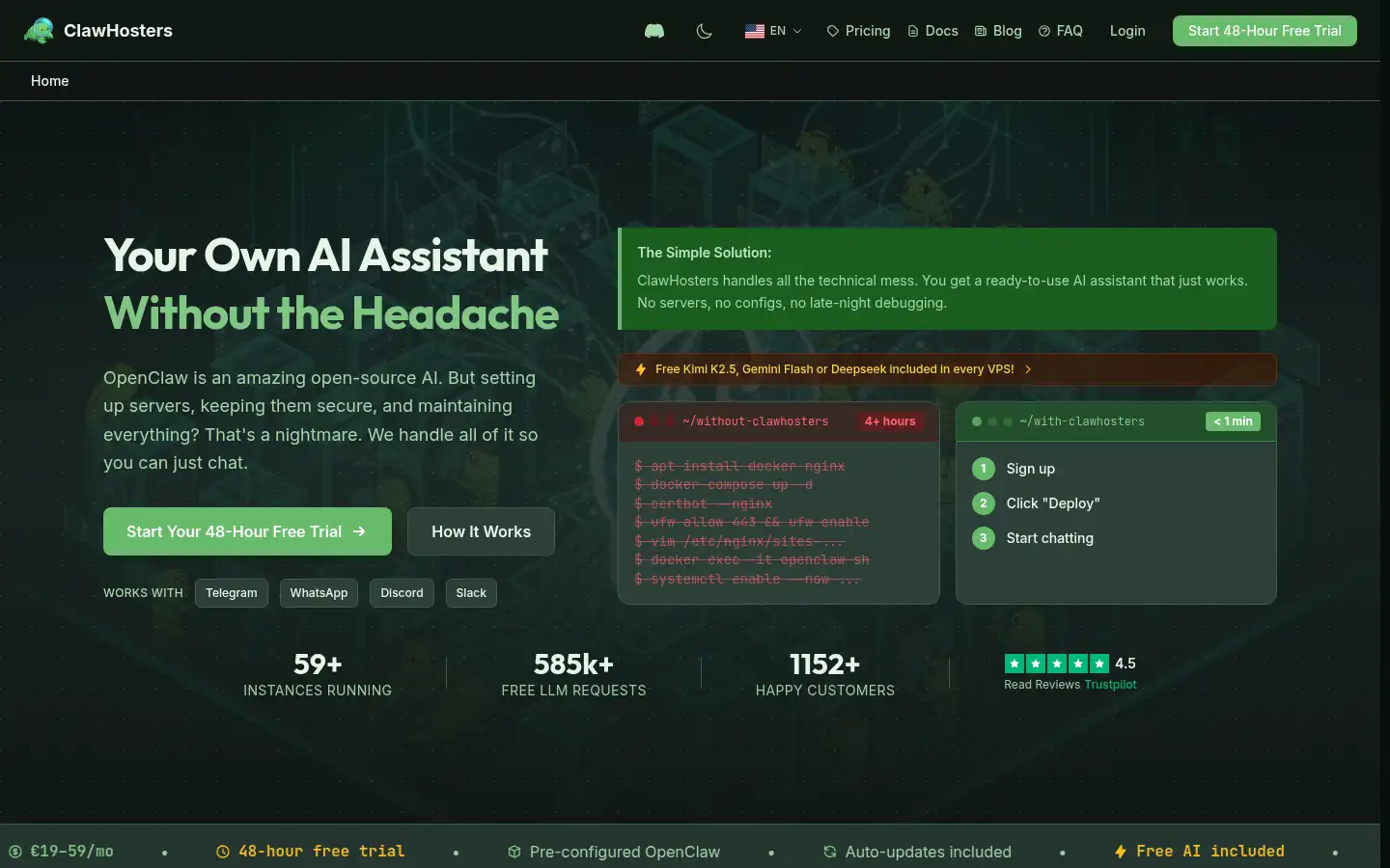Screenshot of clawhosters.com