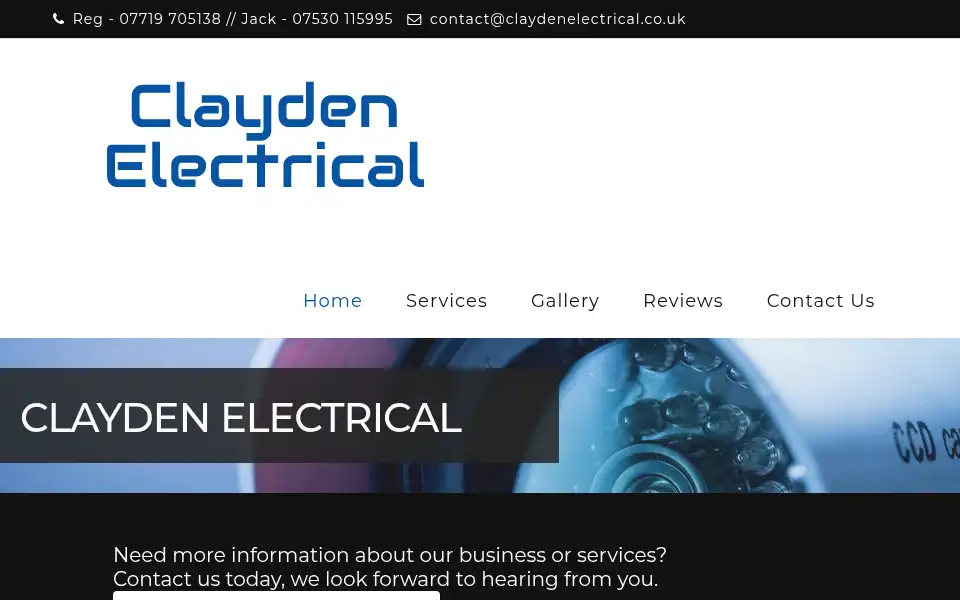 Screenshot of claydenelectrical.co.uk