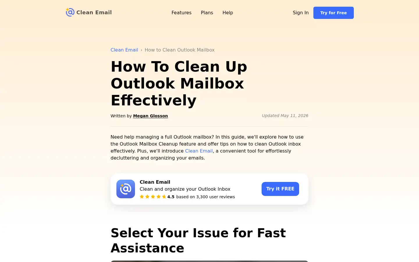 Screenshot of clean.email
