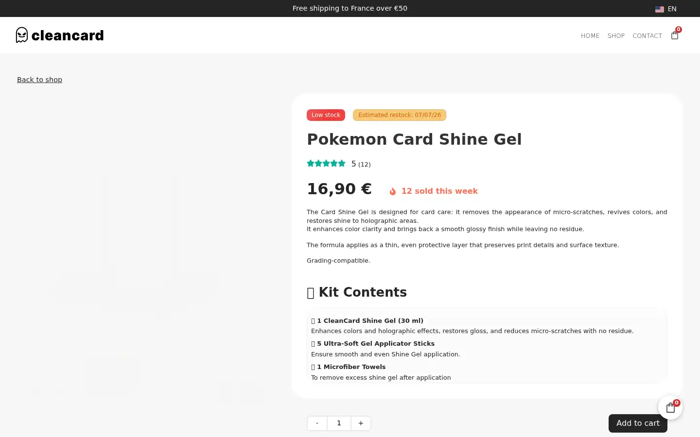 Screenshot of cleancard.eu