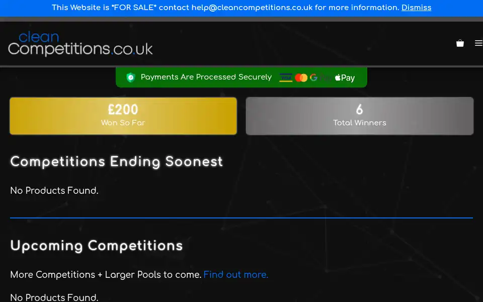 Screenshot of cleancompetitions.co.uk