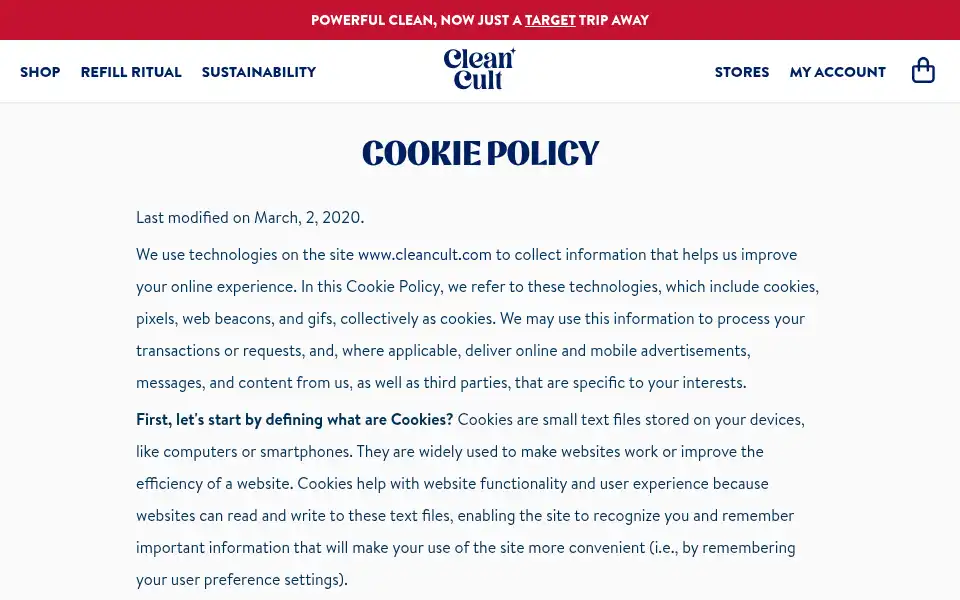 Screenshot of cleancult.com