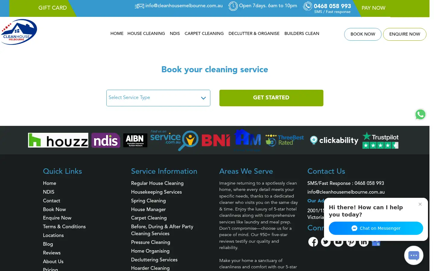 Screenshot of cleanhousemelbourne.com.au