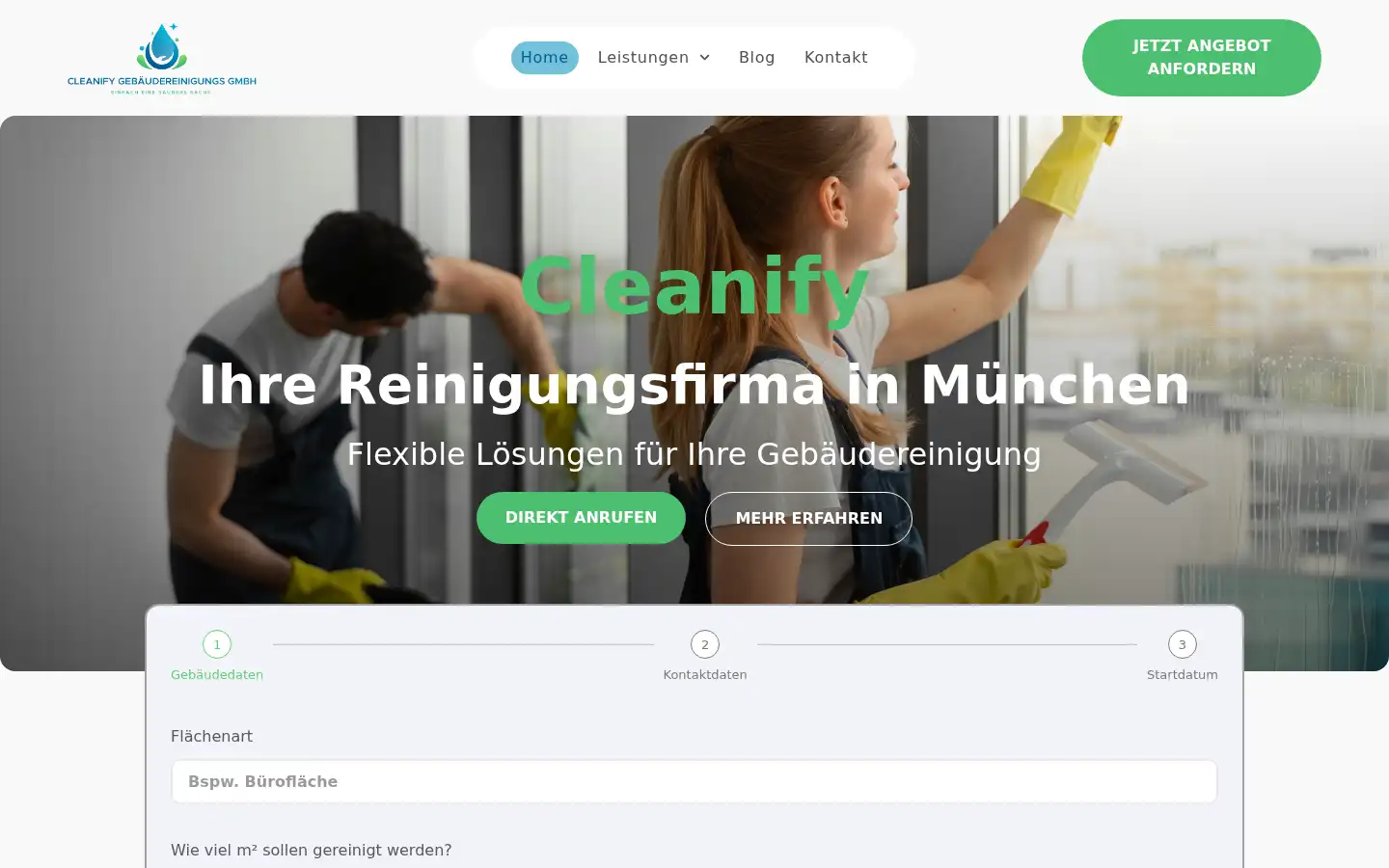 Screenshot of cleanify-gebaeudereinigung.de