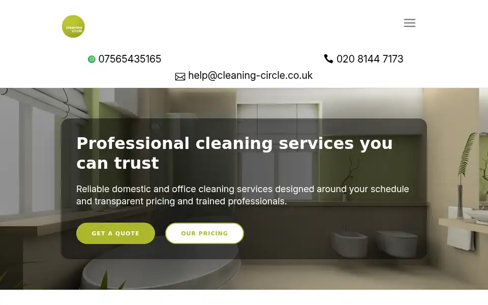 Screenshot of cleaning-circle.co.uk