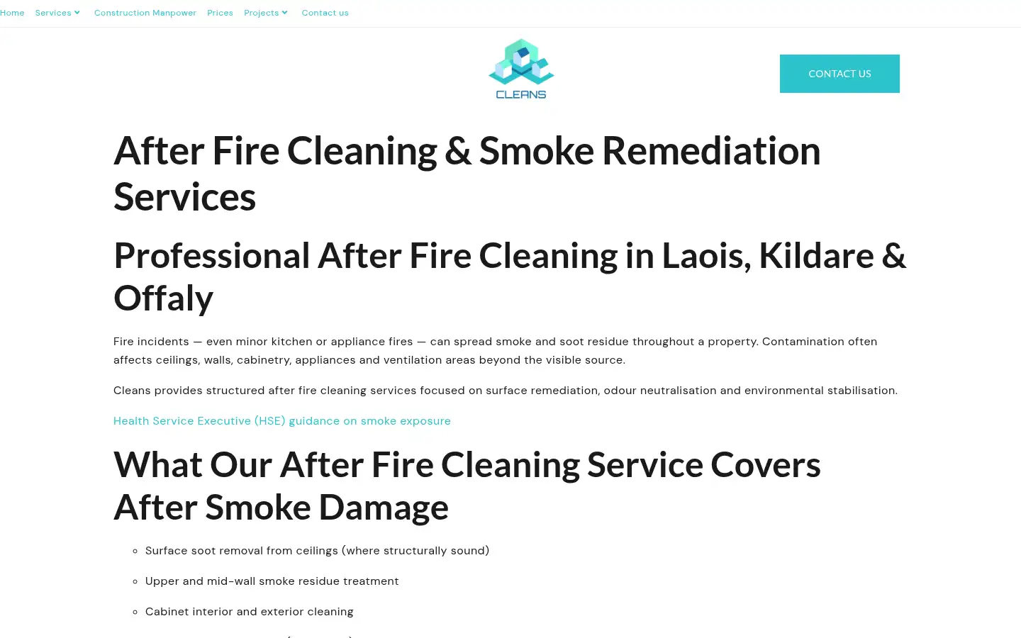 Screenshot of cleans.ie
