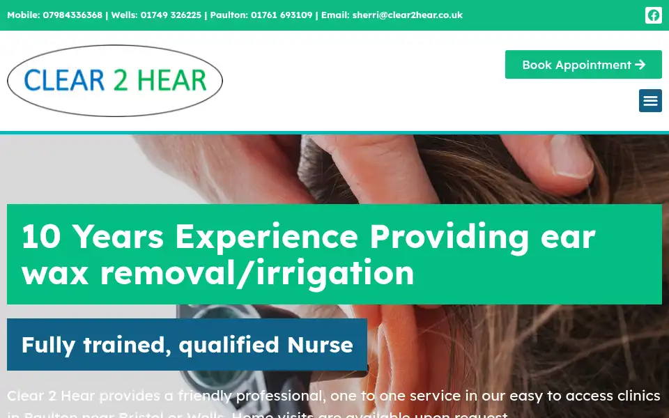 Screenshot of clear2hear.co.uk