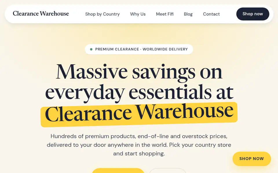 Screenshot of clearancewarehouse.company