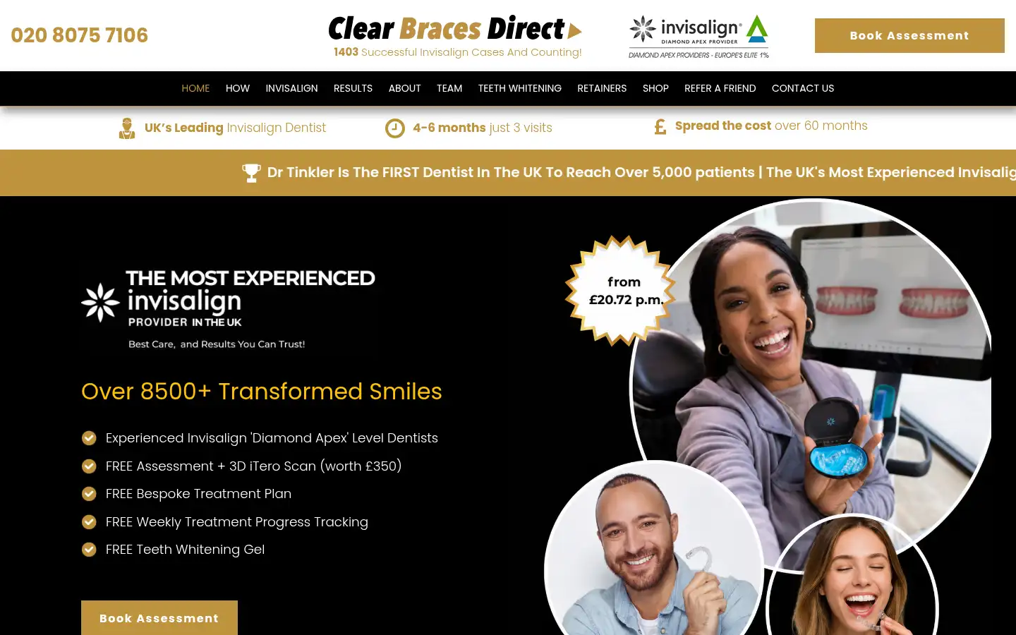 Screenshot of clearbraces-direct.co.uk