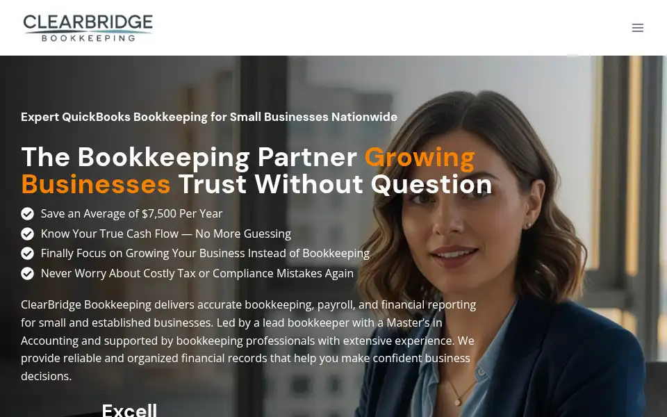 Screenshot of clearbridgebookkeeping.com