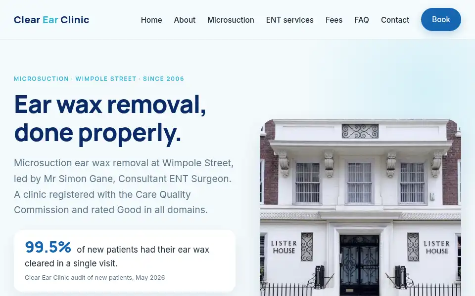 Screenshot of clearearclinic.com