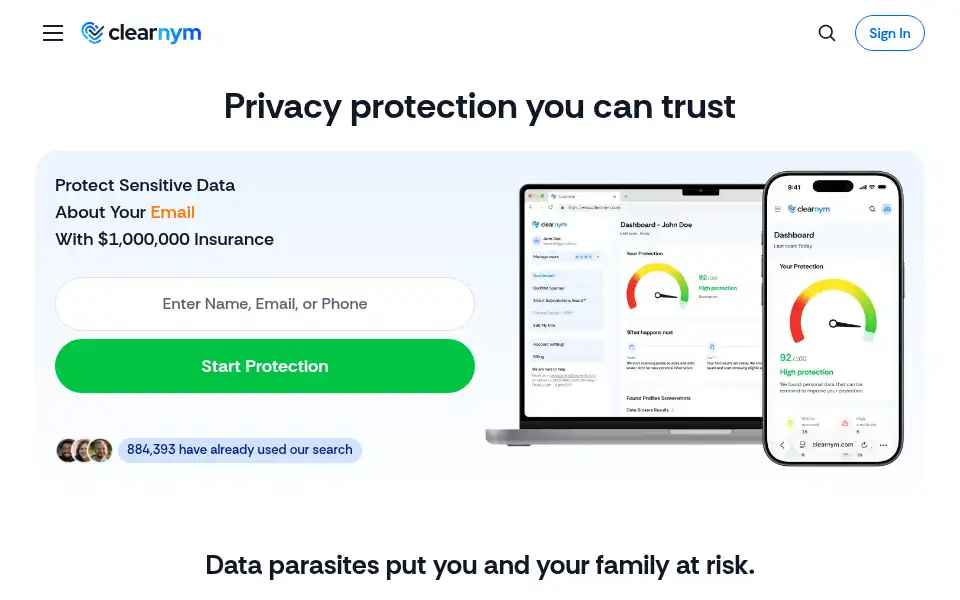 Screenshot of clearnym.com