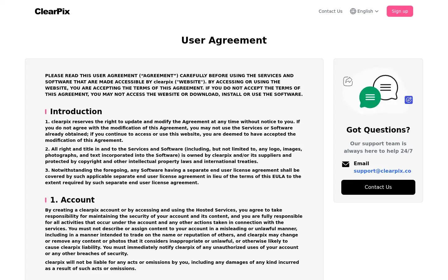 Screenshot of clearpix.co