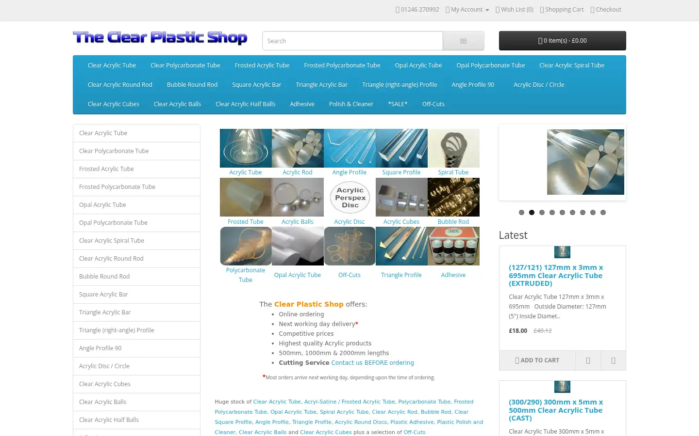 Screenshot of clearplastictube.co.uk