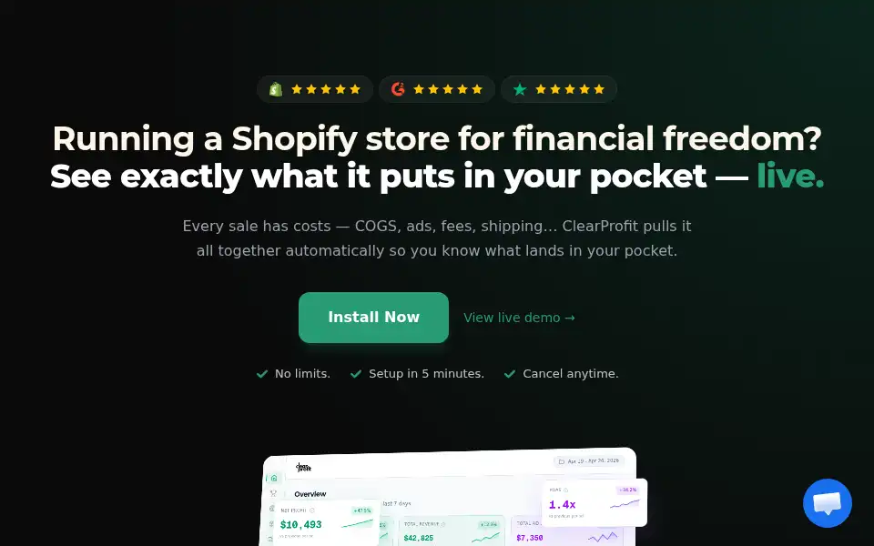 Screenshot of clearprofit.ai