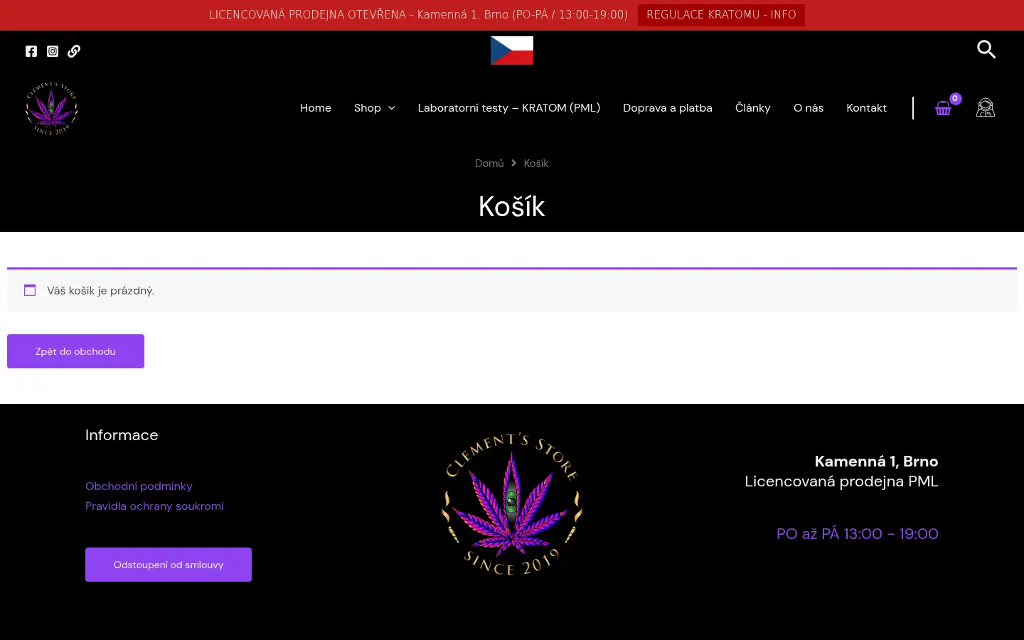 Screenshot of clementscbdstore.cz