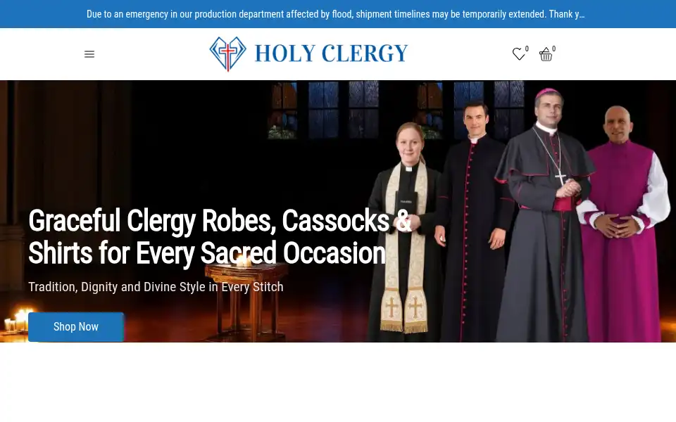 Screenshot of clergywearshop.com