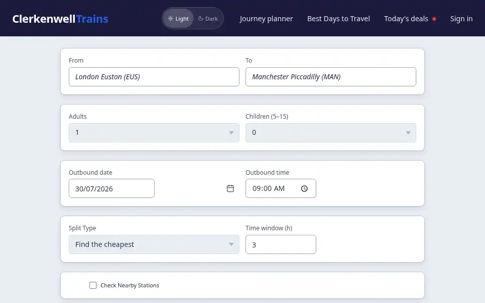 Screenshot of clerkenwelltrains.co.uk