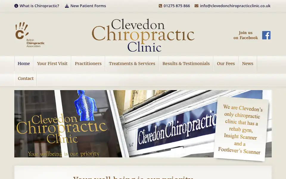 Screenshot of clevedonchiropracticclinic.co.uk
