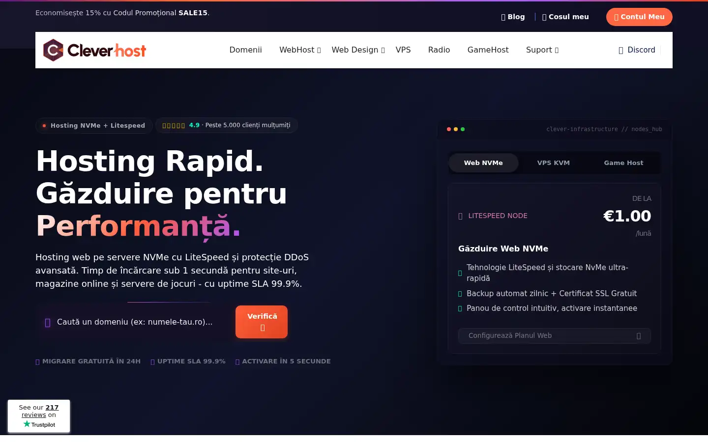 Screenshot of clever-host.ro