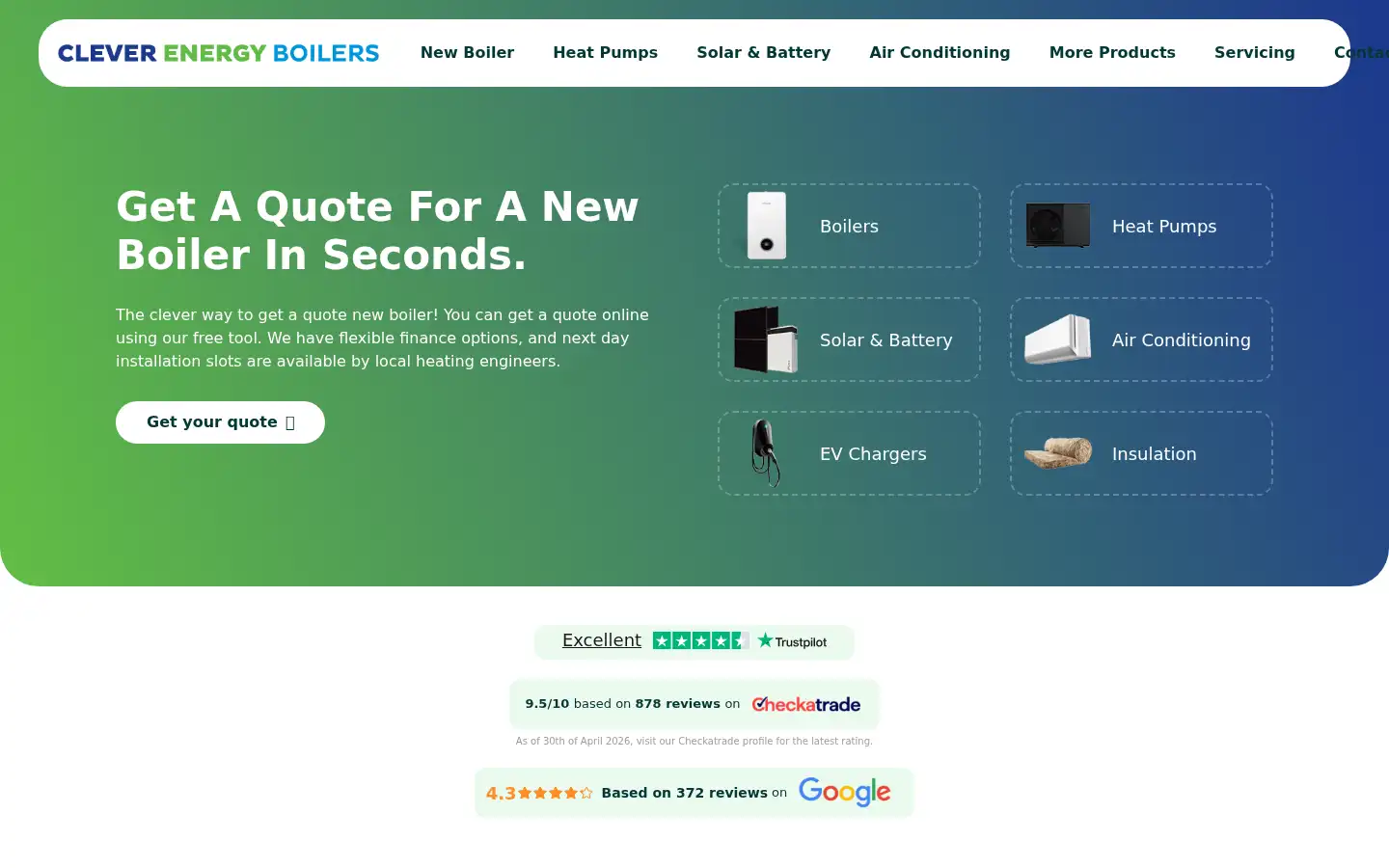 Screenshot of cleverenergyboilers.co.uk