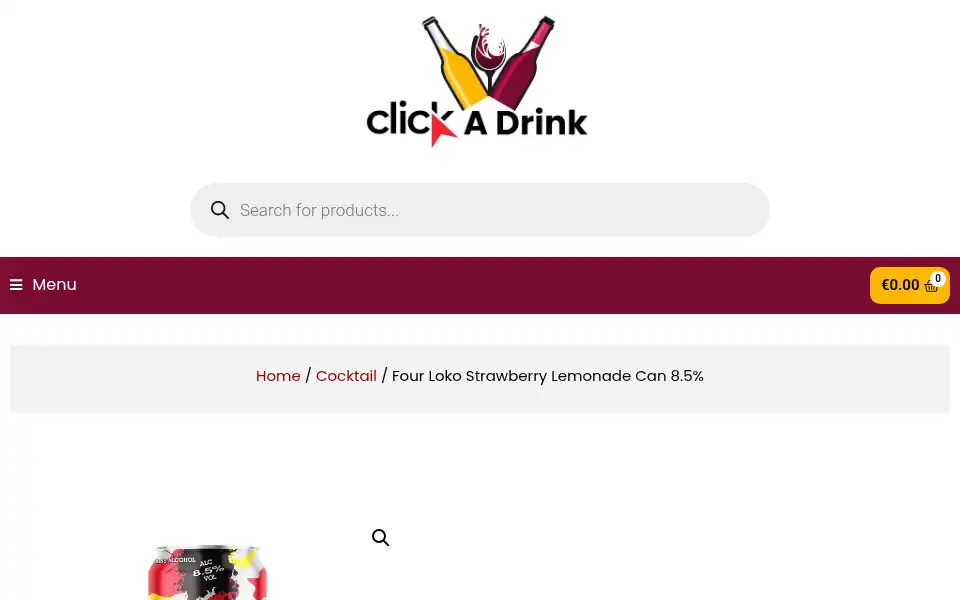 Screenshot of clickadrink.ie