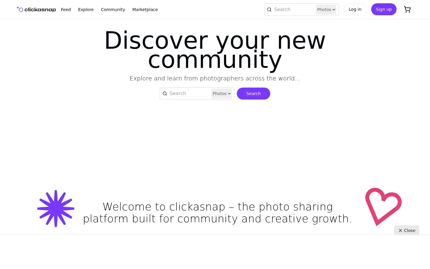 Screenshot of clickasnap.com
