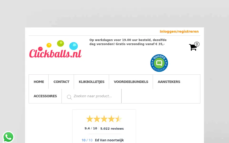 Screenshot of clickballs.nl