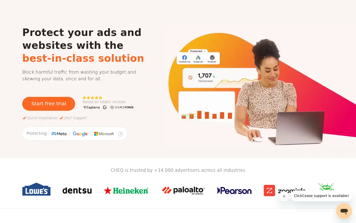 Screenshot of clickcease.com