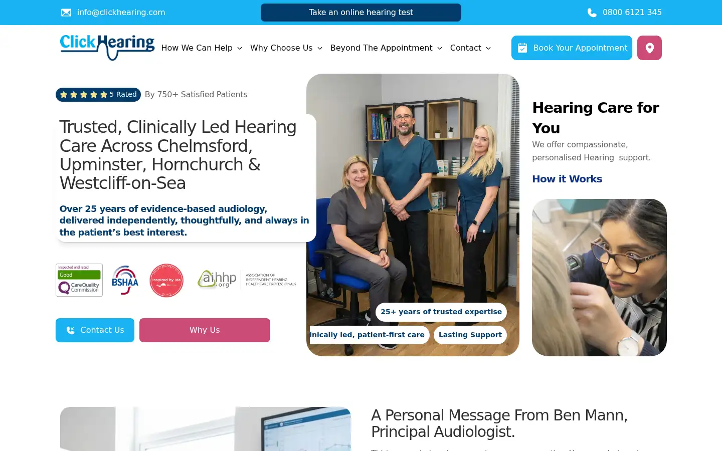 Screenshot of clickhearing.com
