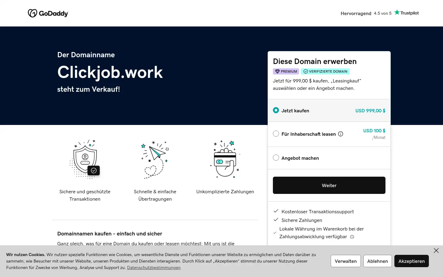 Screenshot of clickjob.work