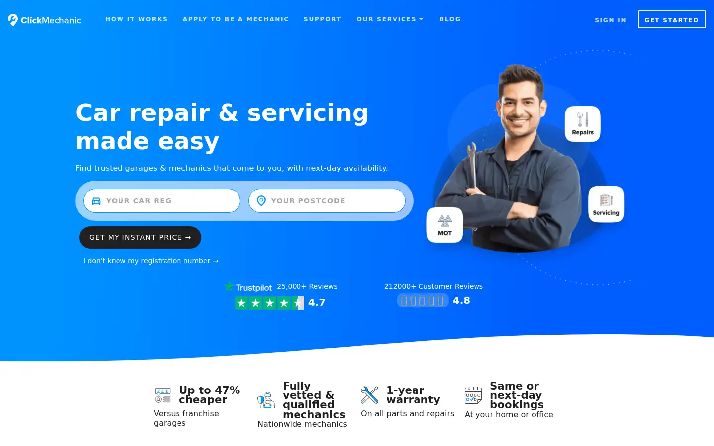 Screenshot of clickmechanic.com