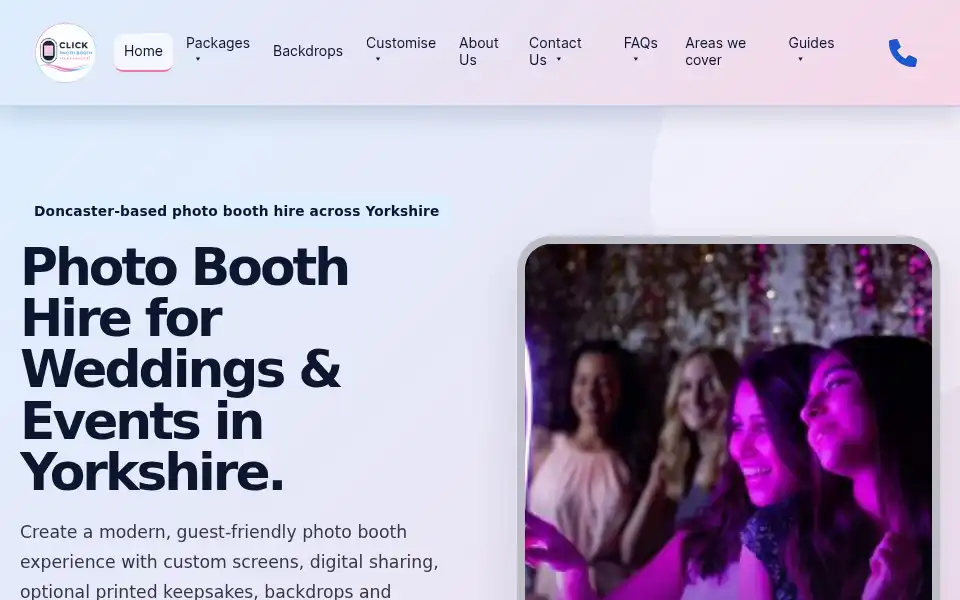 Screenshot of clickphotobooth.co.uk