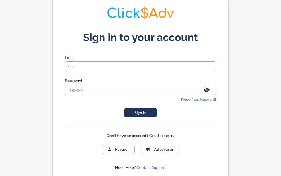 Screenshot of clicksadv.everflowclient.io