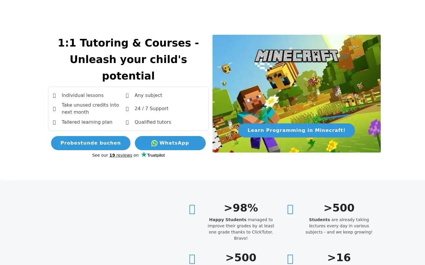 Screenshot of clicktutor.me